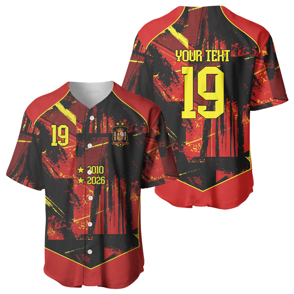 Spain Campeon del Mundo 2026 Custom Baseball Jersey Espana Second Star Retro Style