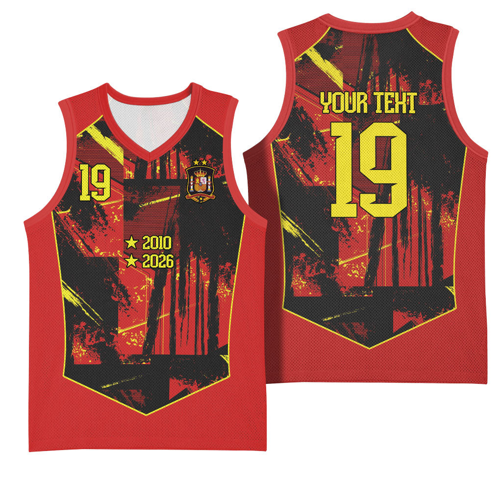 Spain Campeon del Mundo 2026 Custom Basketball Jersey Espana Second Star Retro Style