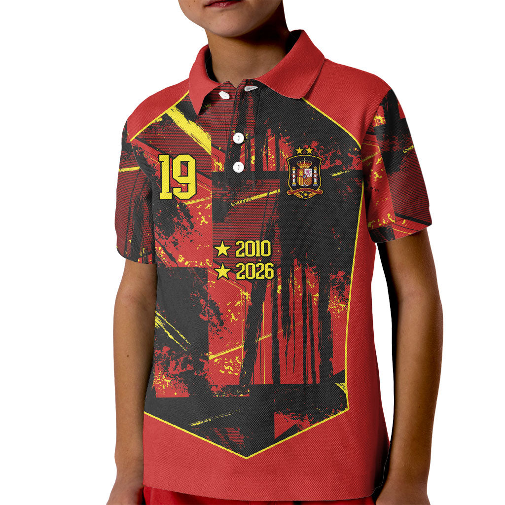 Spain Campeon del Mundo 2026 Custom Kid Polo Shirt Espana Second Star Retro Style