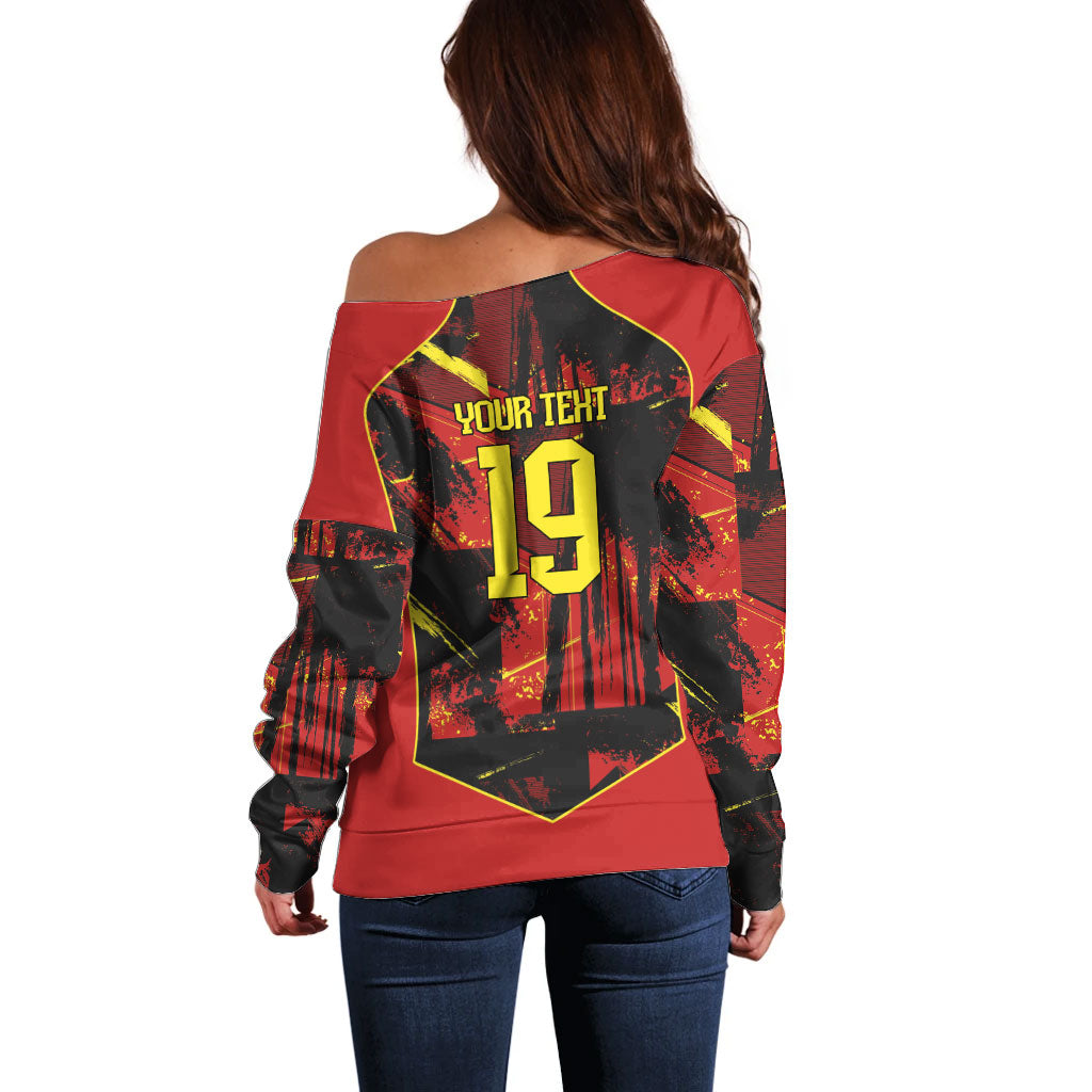 Spain Campeon del Mundo 2026 Custom Off Shoulder Sweater Espana Second Star Retro Style
