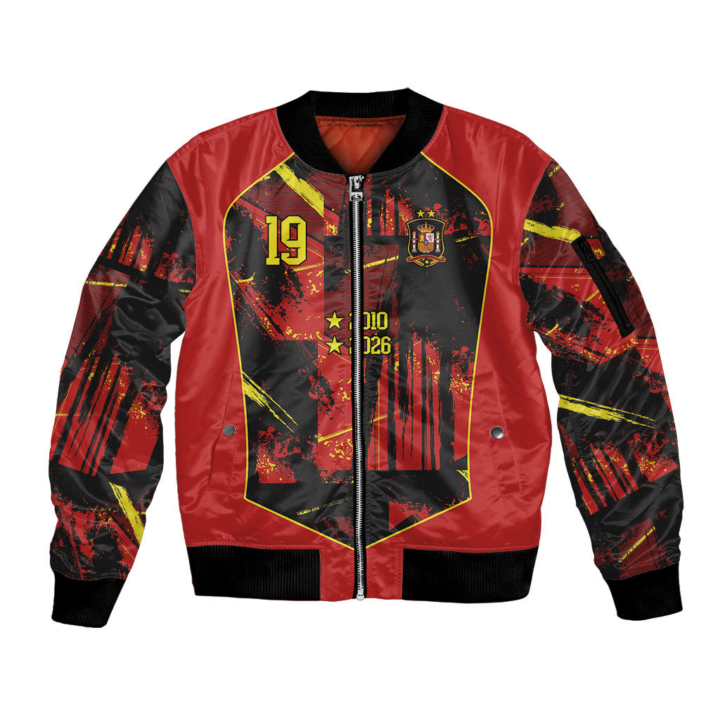 Spain Campeon del Mundo 2026 Custom Sleeve Zip Bomber Jacket Espana Second Star Retro Style