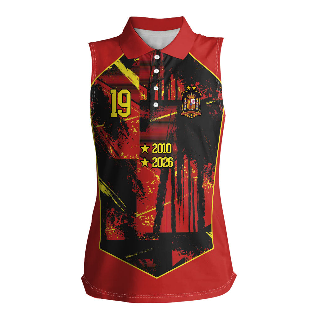 Spain Campeon del Mundo 2026 Custom Women Sleeveless Polo Shirt Espana Second Star Retro Style