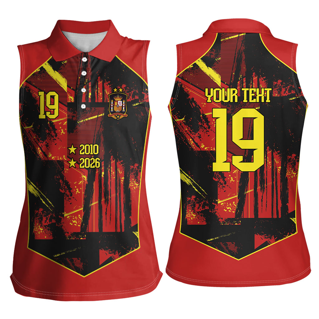 Spain Campeon del Mundo 2026 Custom Women Sleeveless Polo Shirt Espana Second Star Retro Style
