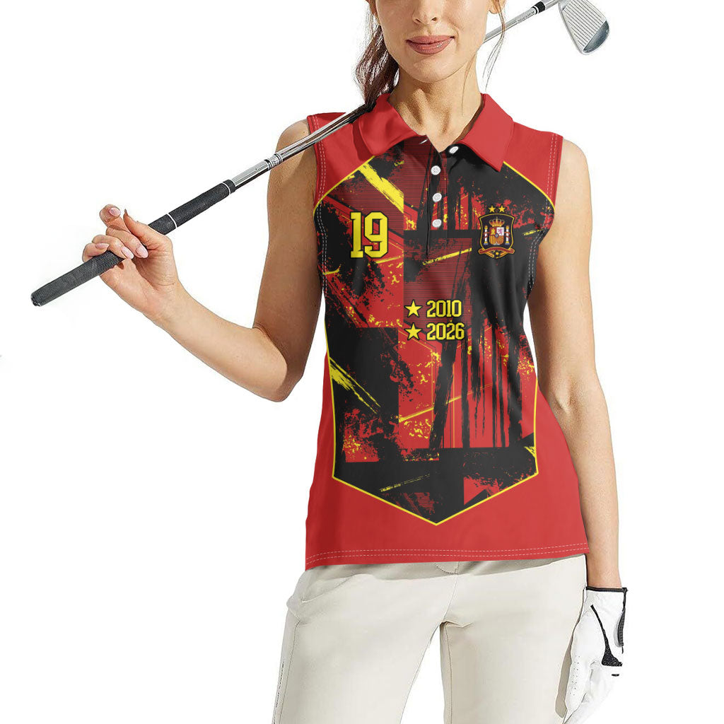Spain Campeon del Mundo 2026 Custom Women Sleeveless Polo Shirt Espana Second Star Retro Style
