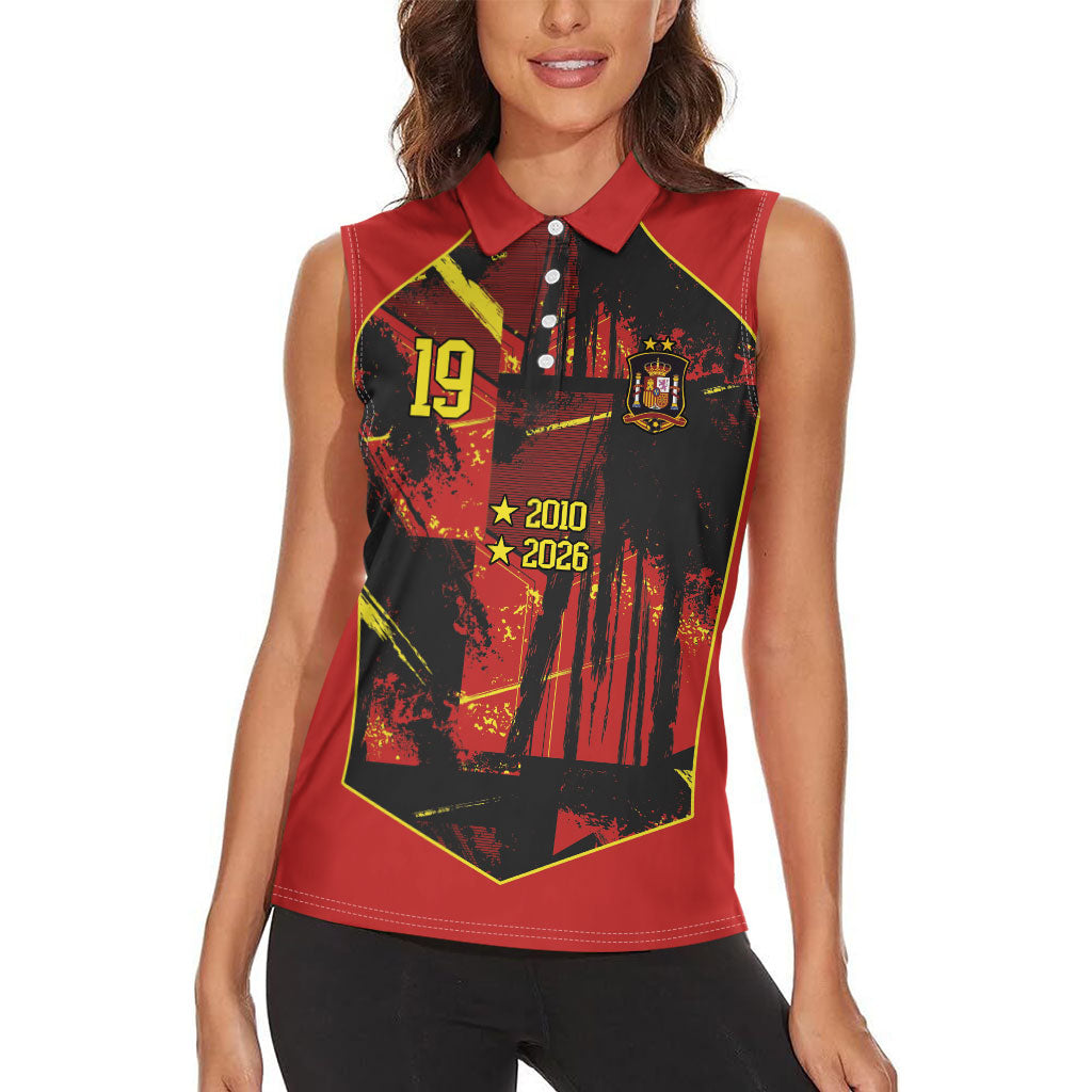 Spain Campeon del Mundo 2026 Custom Women Sleeveless Polo Shirt Espana Second Star Retro Style