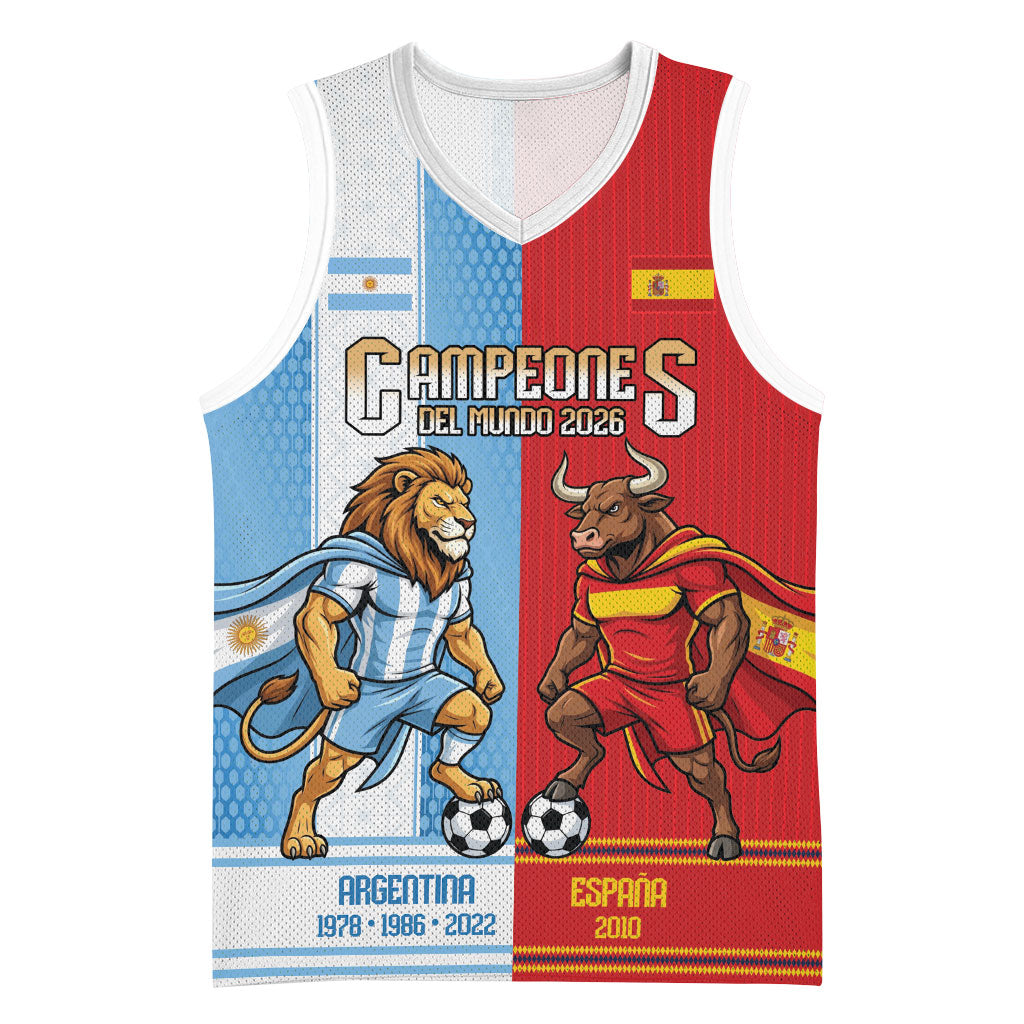 Argentina Spain World Final Football Personalized Basketball Jersey Un Idioma Dos Naciones Un Campeon