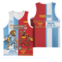 Argentina Spain World Final Football Personalized Basketball Jersey Un Idioma Dos Naciones Un Campeon