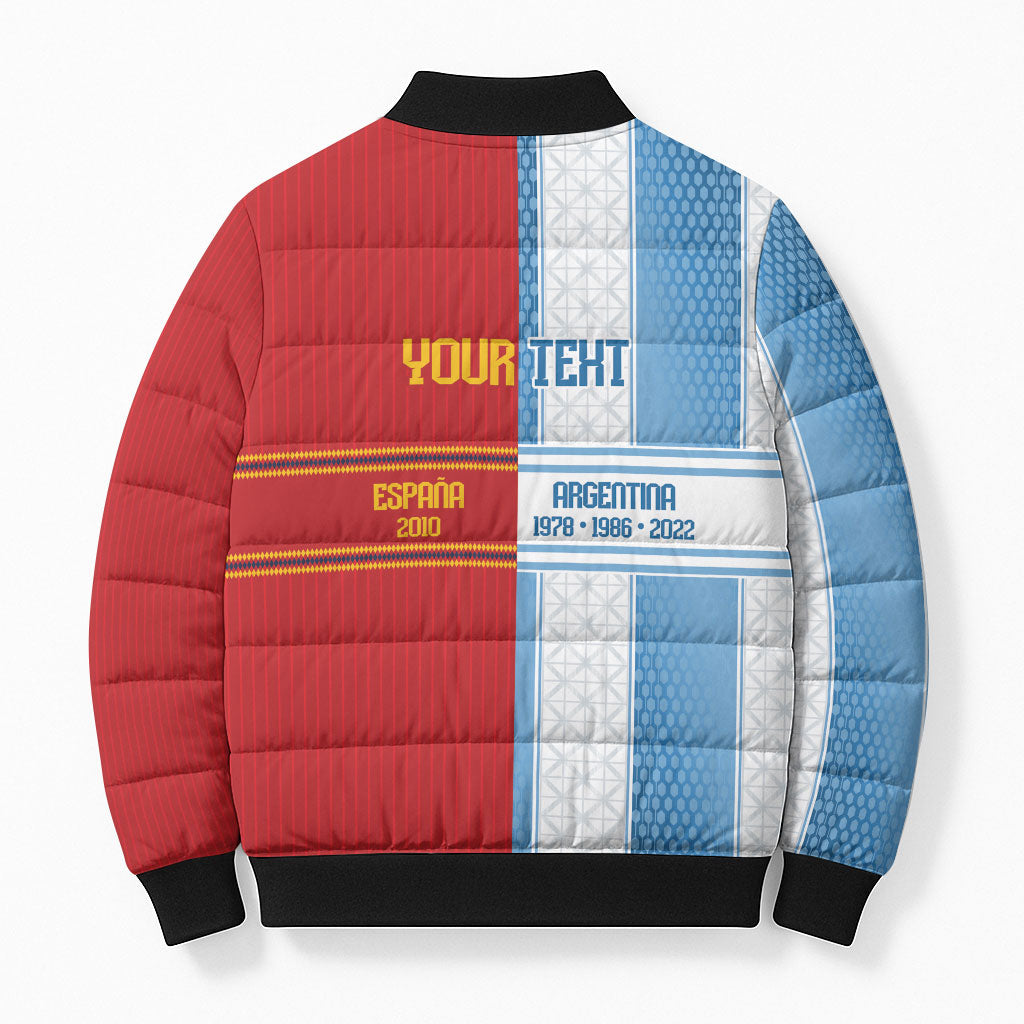 Argentina Spain World Final Football Personalized Bomber Puffer Jacket Un Idioma Dos Naciones Un Campeon