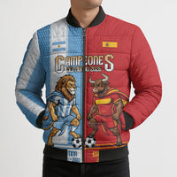 Argentina Spain World Final Football Personalized Bomber Puffer Jacket Un Idioma Dos Naciones Un Campeon