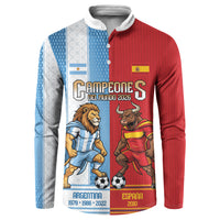 Argentina Spain World Final Football Personalized Button Sweatshirt Un Idioma Dos Naciones Un Campeon