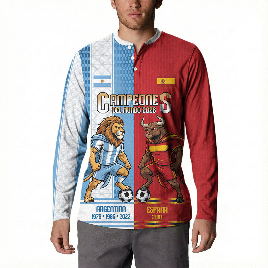 Argentina Spain World Final Football Personalized Button Sweatshirt Un Idioma Dos Naciones Un Campeon