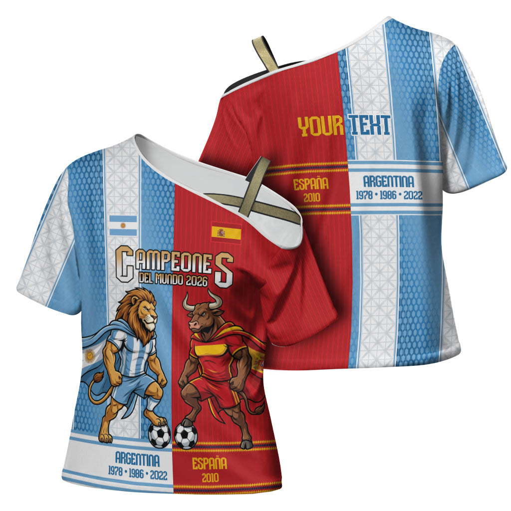 Argentina Spain World Final Football Personalized Cross Shoulder Shirt Un Idioma Dos Naciones Un Campeon