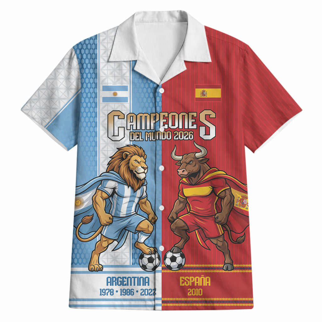 Argentina Spain World Final Football Personalized Hawaiian Shirt Un Idioma Dos Naciones Un Campeon