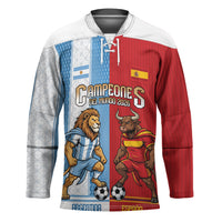 Argentina Spain World Final Football Personalized Hockey Jersey Un Idioma Dos Naciones Un Campeon