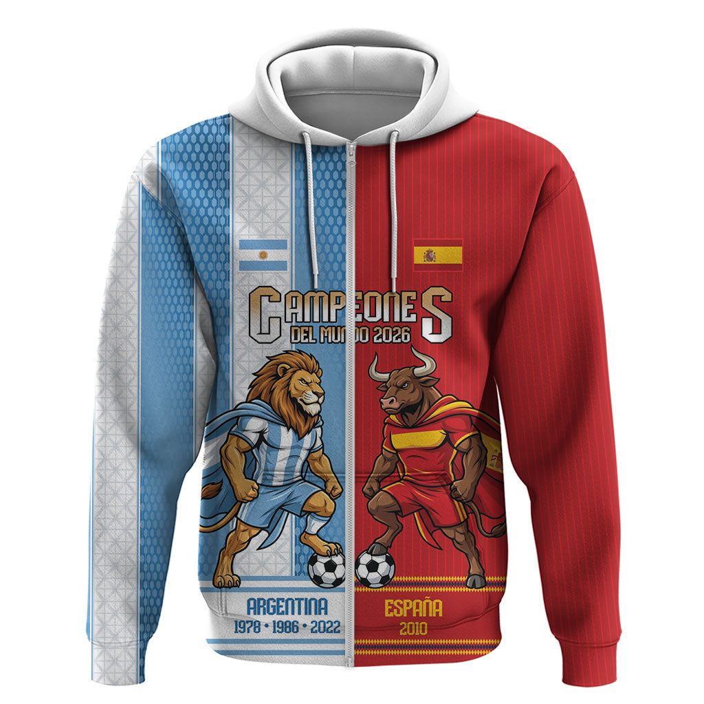 Argentina Spain World Final Football Personalized Hoodie Un Idioma Dos Naciones Un Campeon