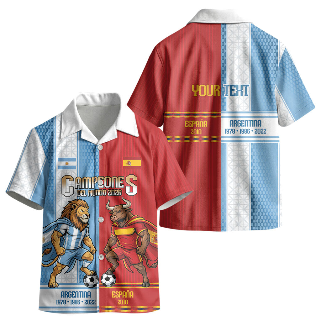 Argentina Spain World Final Football Personalized Kid Hawaiian Shirt Un Idioma Dos Naciones Un Campeon