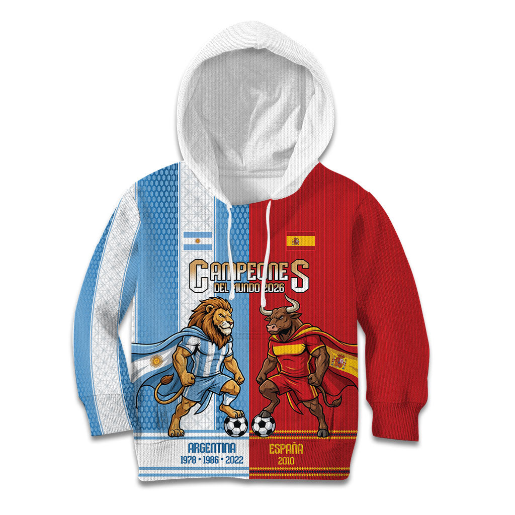 Argentina Spain World Final Football Personalized Kid Hoodie Un Idioma Dos Naciones Un Campeon