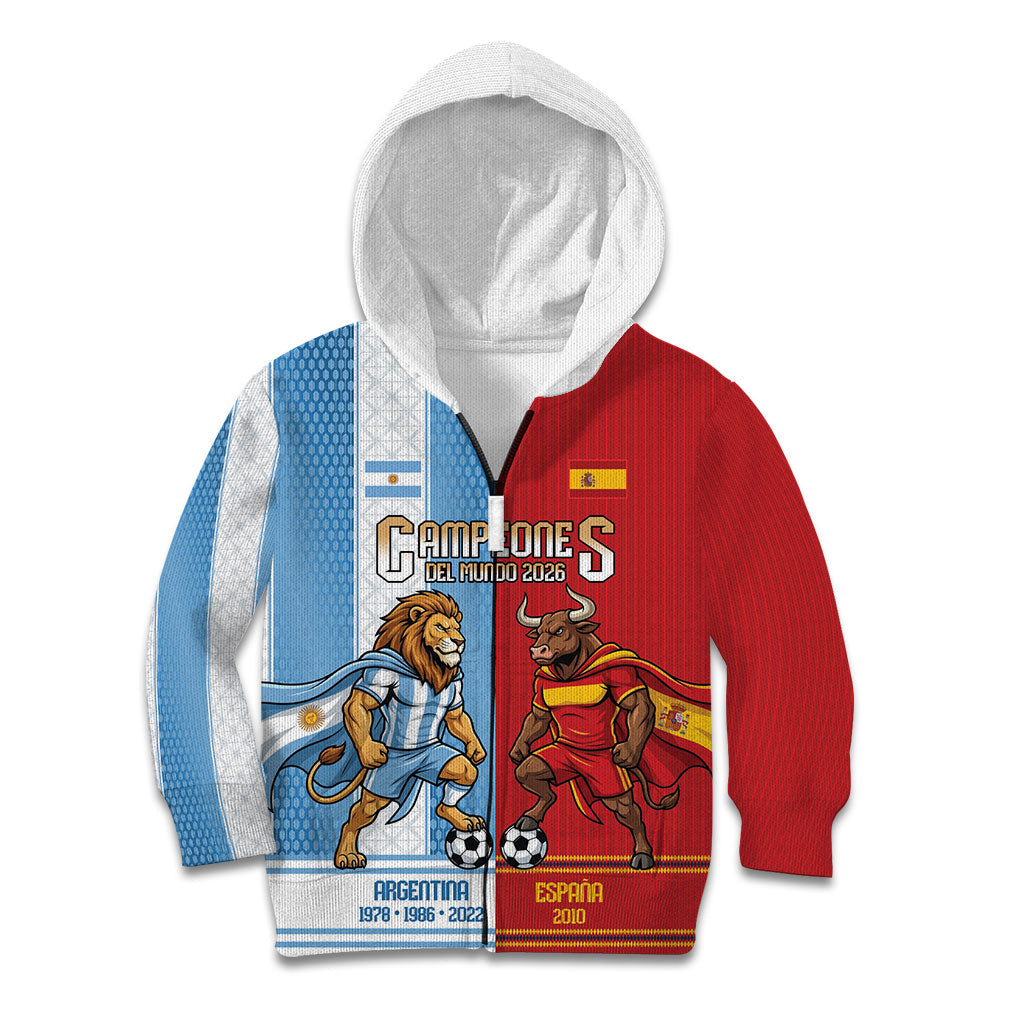 Argentina Spain World Final Football Personalized Kid Hoodie Un Idioma Dos Naciones Un Campeon
