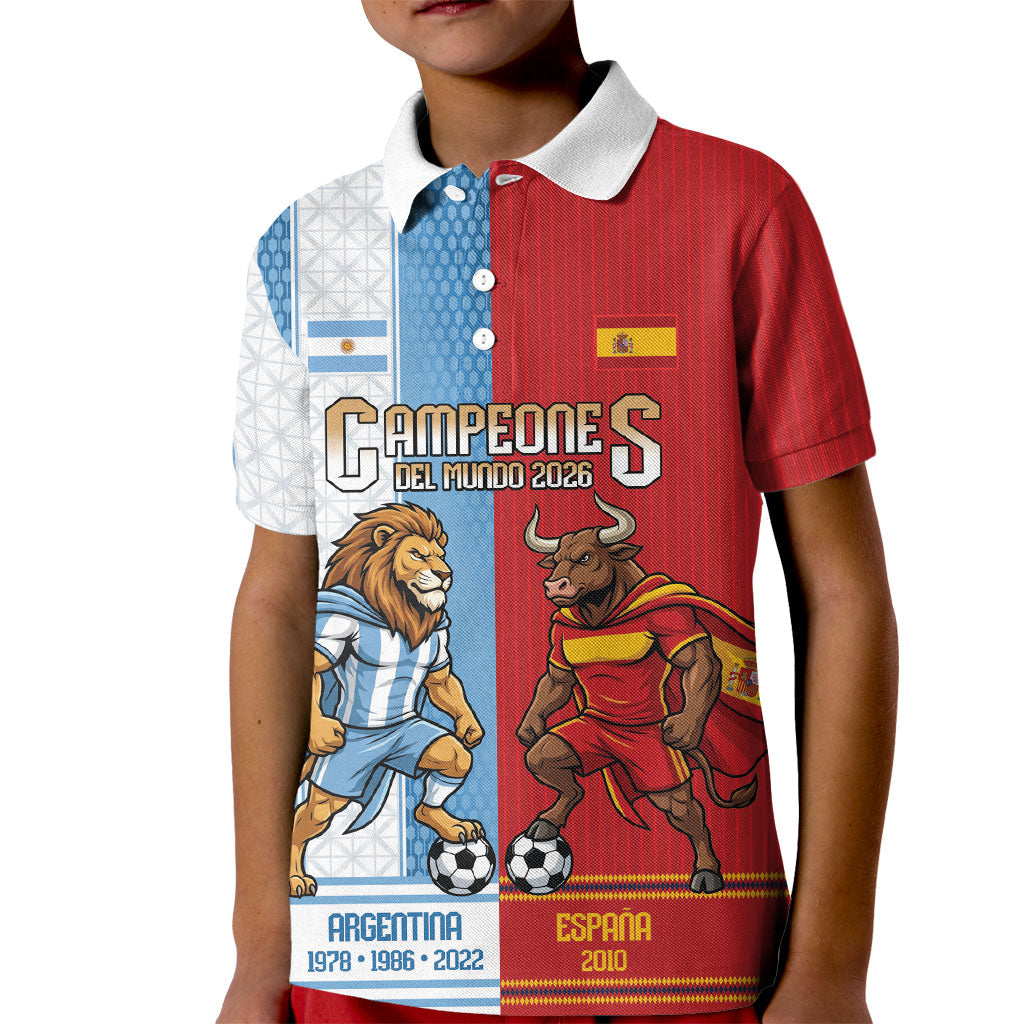 Argentina Spain World Final Football Personalized Kid Polo Shirt Un Idioma Dos Naciones Un Campeon