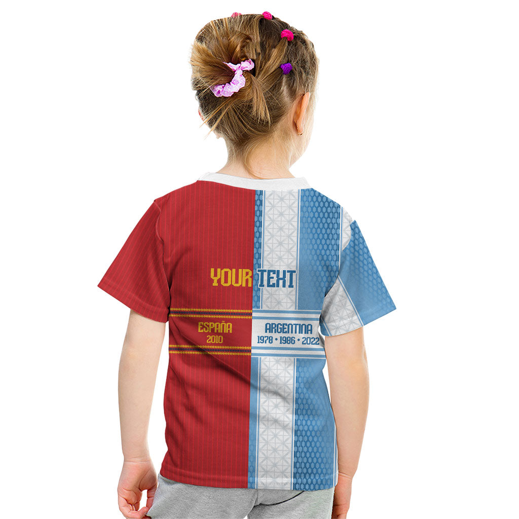 Argentina Spain World Final Football Personalized Kid T Shirt Un Idioma Dos Naciones Un Campeon