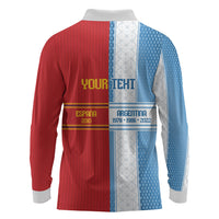 Argentina Spain World Final Football Personalized Long Sleeve Polo Shirt Un Idioma Dos Naciones Un Campeon