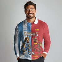 Argentina Spain World Final Football Personalized Long Sleeve Polo Shirt Un Idioma Dos Naciones Un Campeon