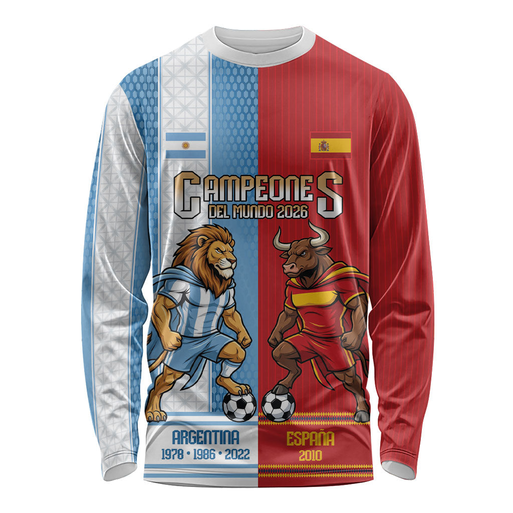Argentina Spain World Final Football Personalized Long Sleeve Shirt Un Idioma Dos Naciones Un Campeon
