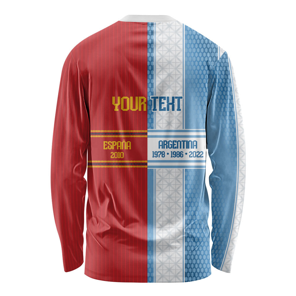 Argentina Spain World Final Football Personalized Long Sleeve Shirt Un Idioma Dos Naciones Un Campeon