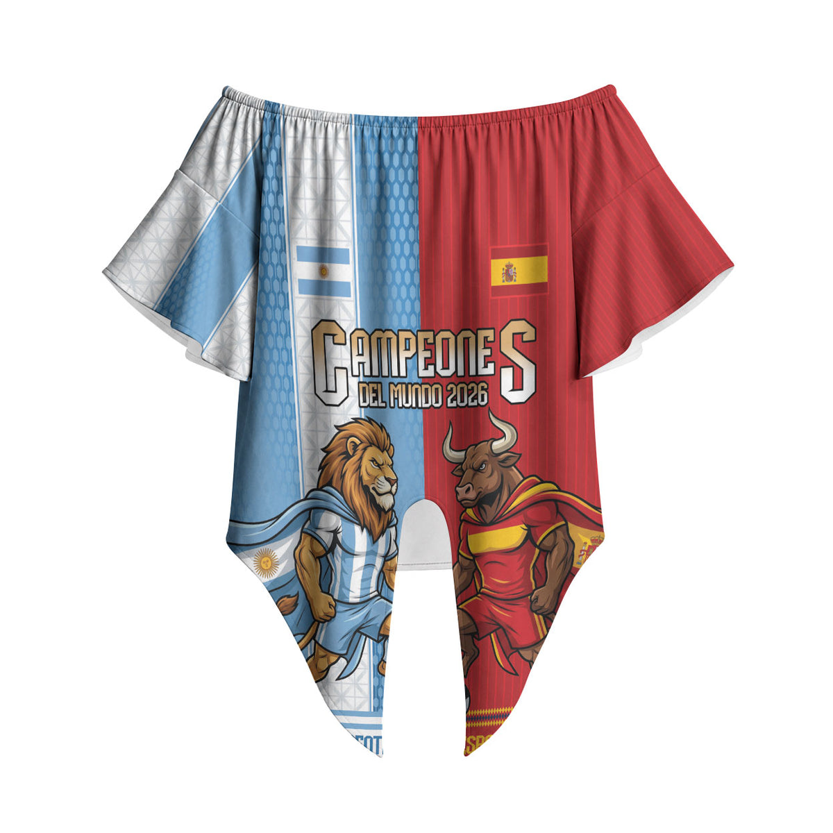 Argentina Spain World Final Football Personalized Off Shoulder Wrap Waist Top Un Idioma Dos Naciones Un Campeon