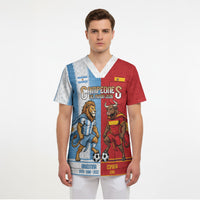 Argentina Spain World Final Football Personalized Scrub Top Un Idioma Dos Naciones Un Campeon