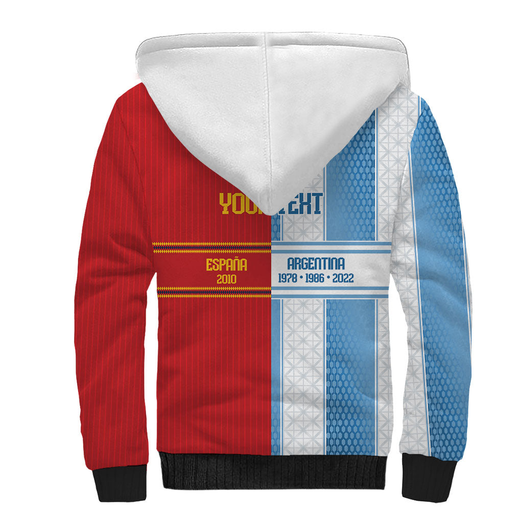 Argentina Spain World Final Football Personalized Sherpa Hoodie Un Idioma Dos Naciones Un Campeon