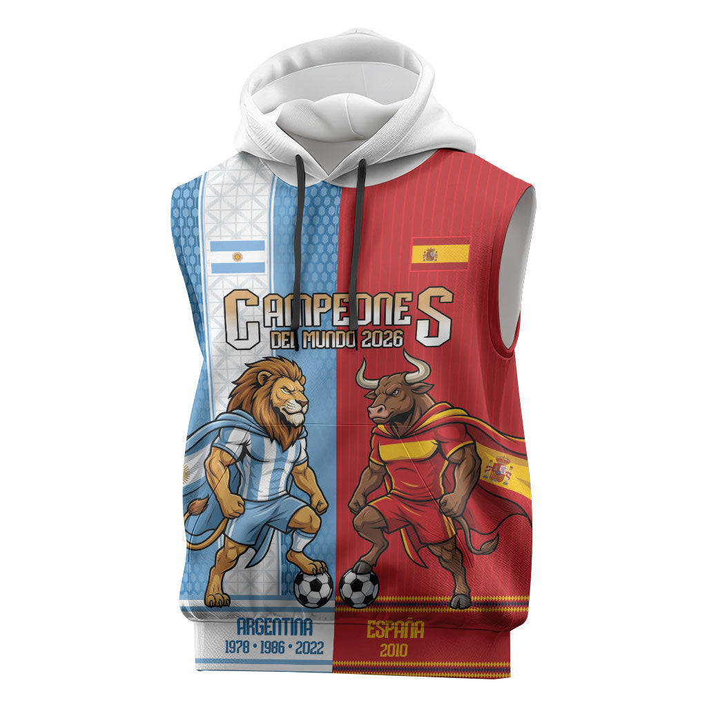 Argentina Spain World Final Football Personalized Sleeveless Hoodie Un Idioma Dos Naciones Un Campeon
