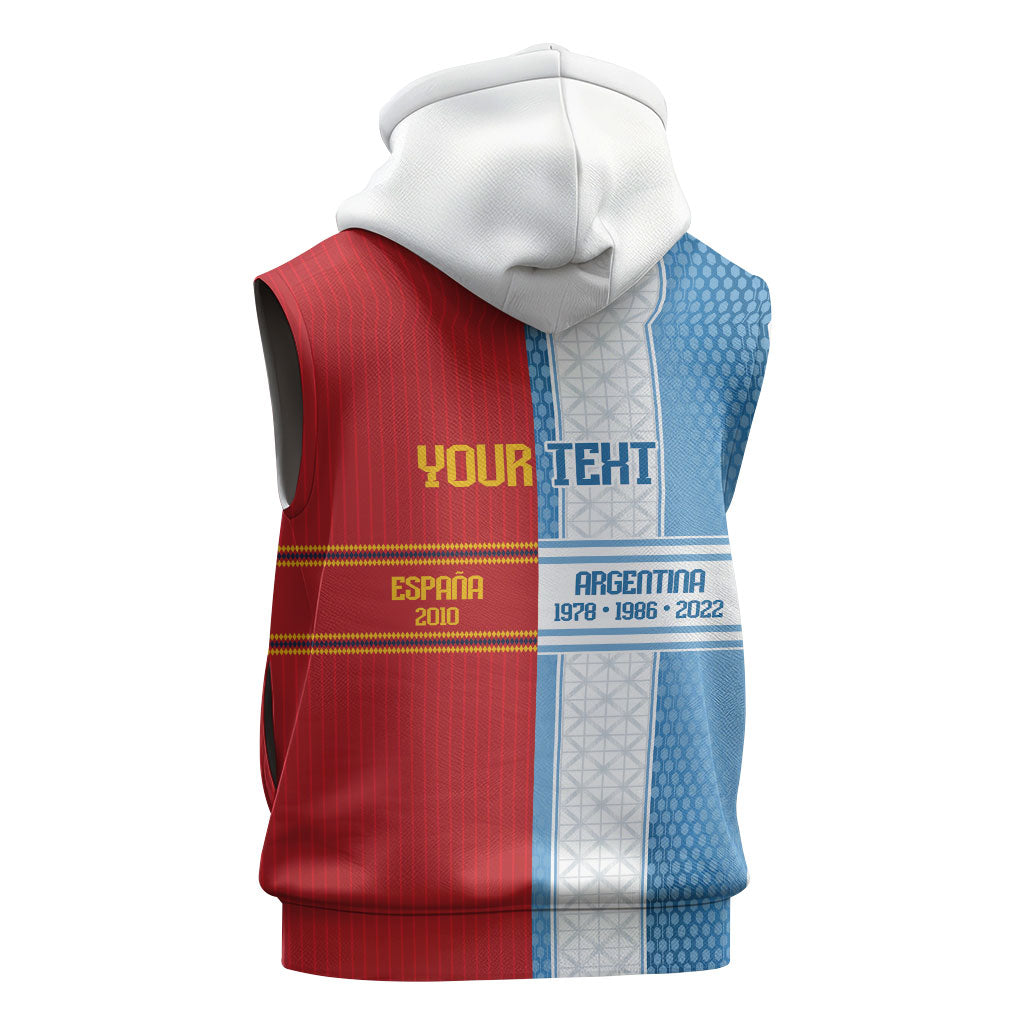 Argentina Spain World Final Football Personalized Sleeveless Hoodie Un Idioma Dos Naciones Un Campeon