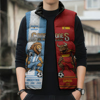 Argentina Spain World Final Football Personalized Sleeveless Puffer Jacket Un Idioma Dos Naciones Un Campeon