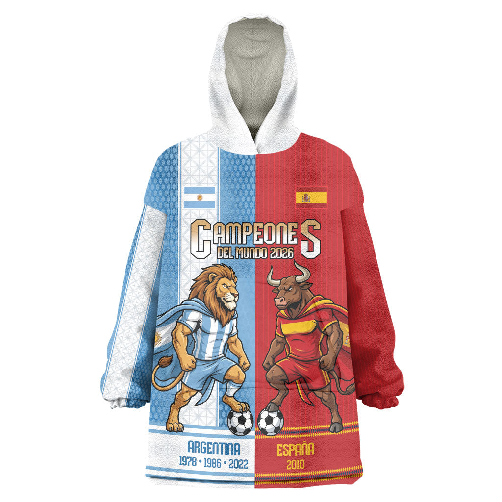 Argentina Spain World Final Football Personalized Wearable Blanket Hoodie Un Idioma Dos Naciones Un Campeon