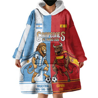 Argentina Spain World Final Football Personalized Wearable Blanket Hoodie Un Idioma Dos Naciones Un Campeon