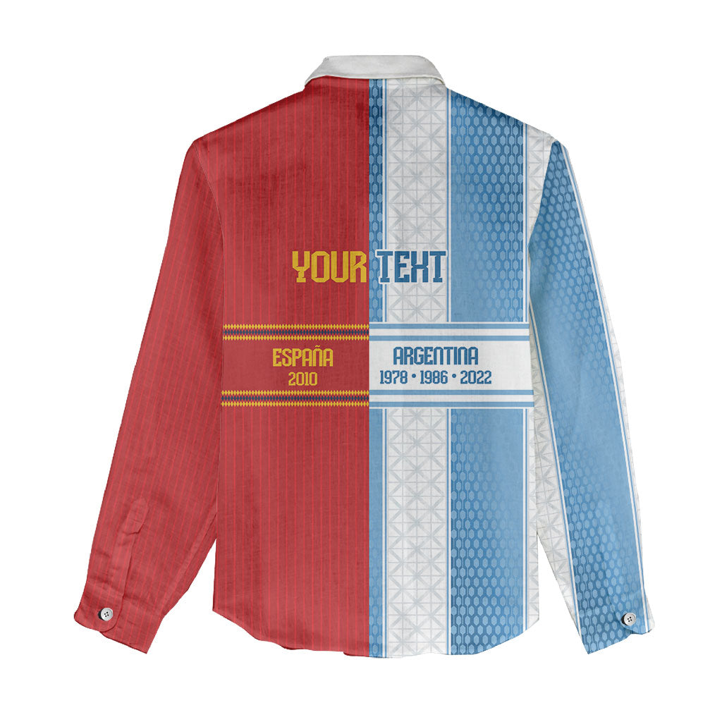 Argentina Spain World Final Football Personalized Women Casual Shirt Un Idioma Dos Naciones Un Campeon