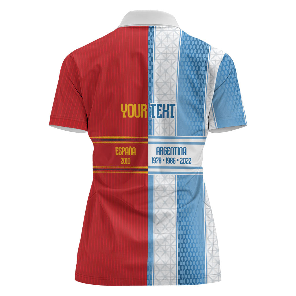 Argentina Spain World Final Football Personalized Women Polo Shirt Un Idioma Dos Naciones Un Campeon