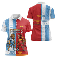 Argentina Spain World Final Football Personalized Women Polo Shirt Un Idioma Dos Naciones Un Campeon