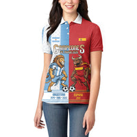 Argentina Spain World Final Football Personalized Women Polo Shirt Un Idioma Dos Naciones Un Campeon