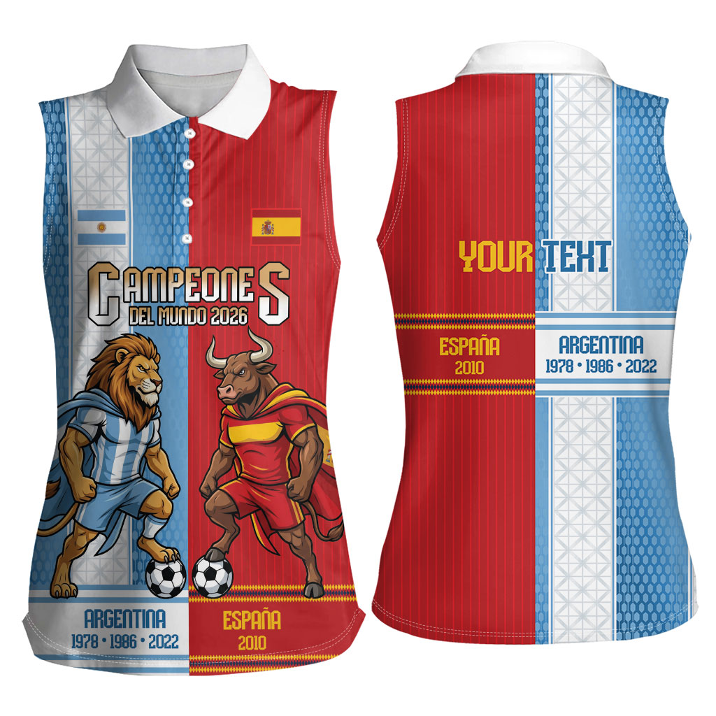 Argentina Spain World Final Football Personalized Women Sleeveless Polo Shirt Un Idioma Dos Naciones Un Campeon