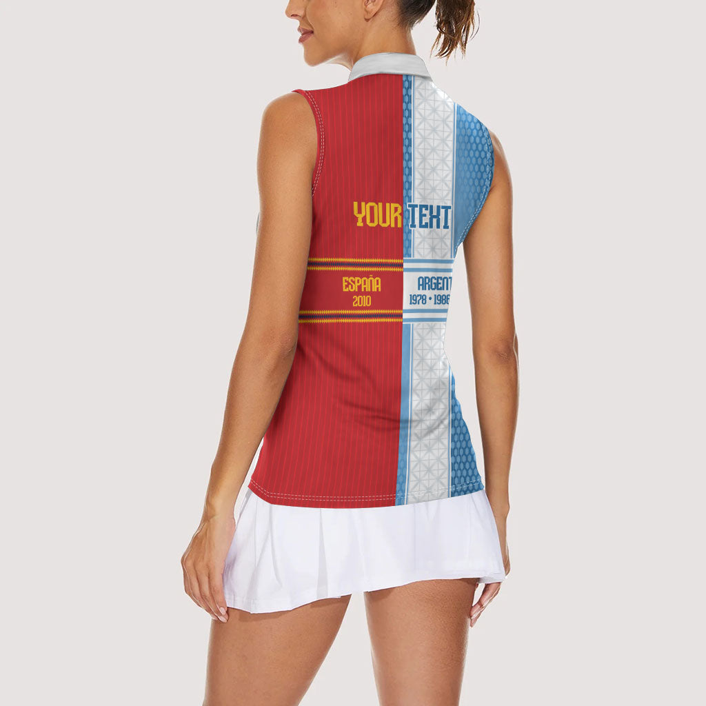 Argentina Spain World Final Football Personalized Women Sleeveless Polo Shirt Un Idioma Dos Naciones Un Campeon