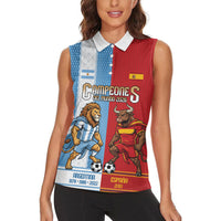 Argentina Spain World Final Football Personalized Women Sleeveless Polo Shirt Un Idioma Dos Naciones Un Campeon