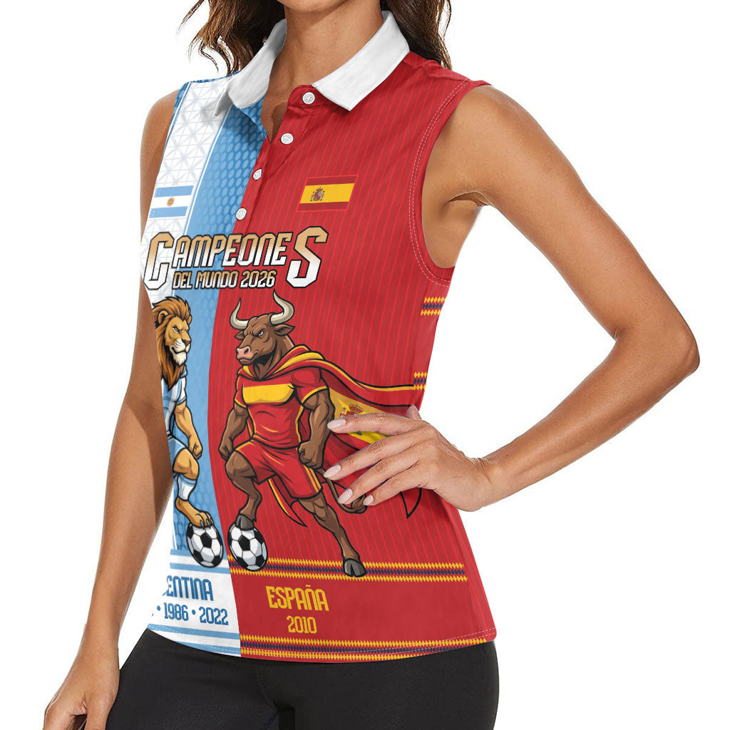 Argentina Spain World Final Football Personalized Women Sleeveless Polo Shirt Un Idioma Dos Naciones Un Campeon