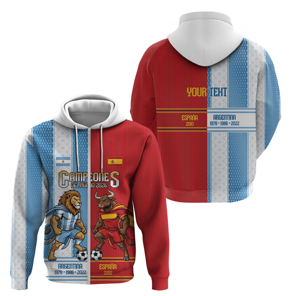 Argentina Spain World Final Football Personalized Zip Hoodie Un Idioma Dos Naciones Un Campeon