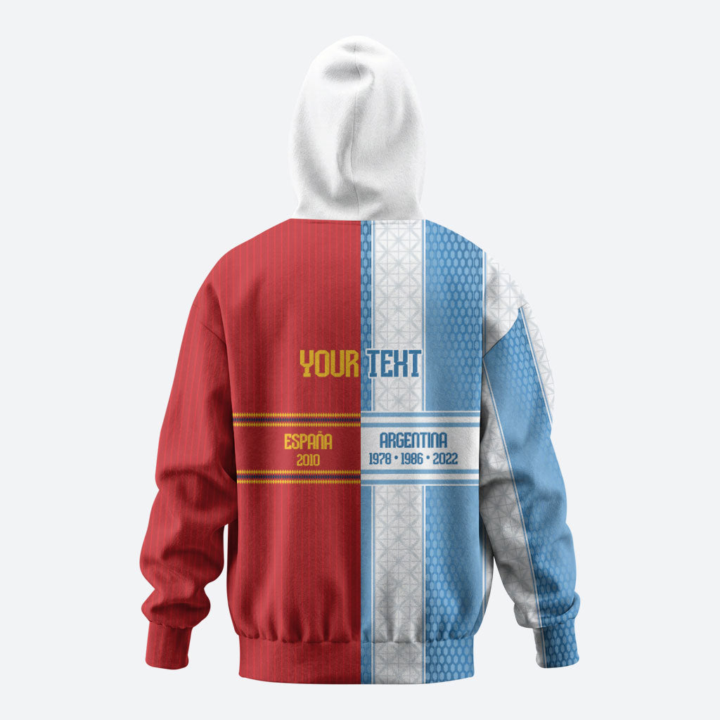Argentina Spain World Final Football Personalized Zip Hoodie Un Idioma Dos Naciones Un Campeon
