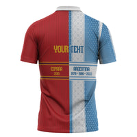 Argentina Spain World Final Football Personalized Zipper Polo Shirt Un Idioma Dos Naciones Un Campeon