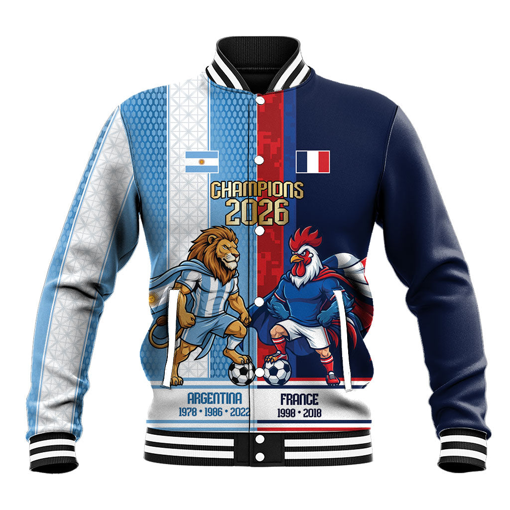Argentina France World Final Football Personalized Baseball Jacket Two Nations Five Stars One Trophy