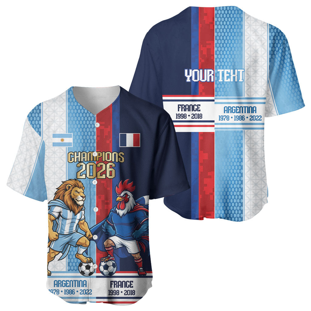 Argentina France World Final Football Personalized Baseball Jersey Two Nations Five Stars One Trophy