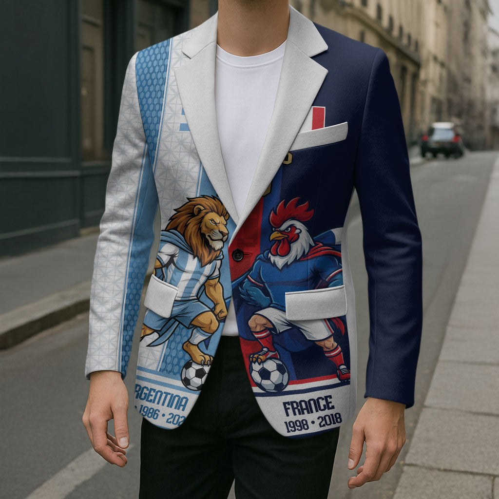 Argentina France World Final Football Personalized Blazer Two Nations Five Stars One Trophy